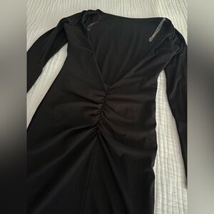 Black Long Sleeve Backless Dress
